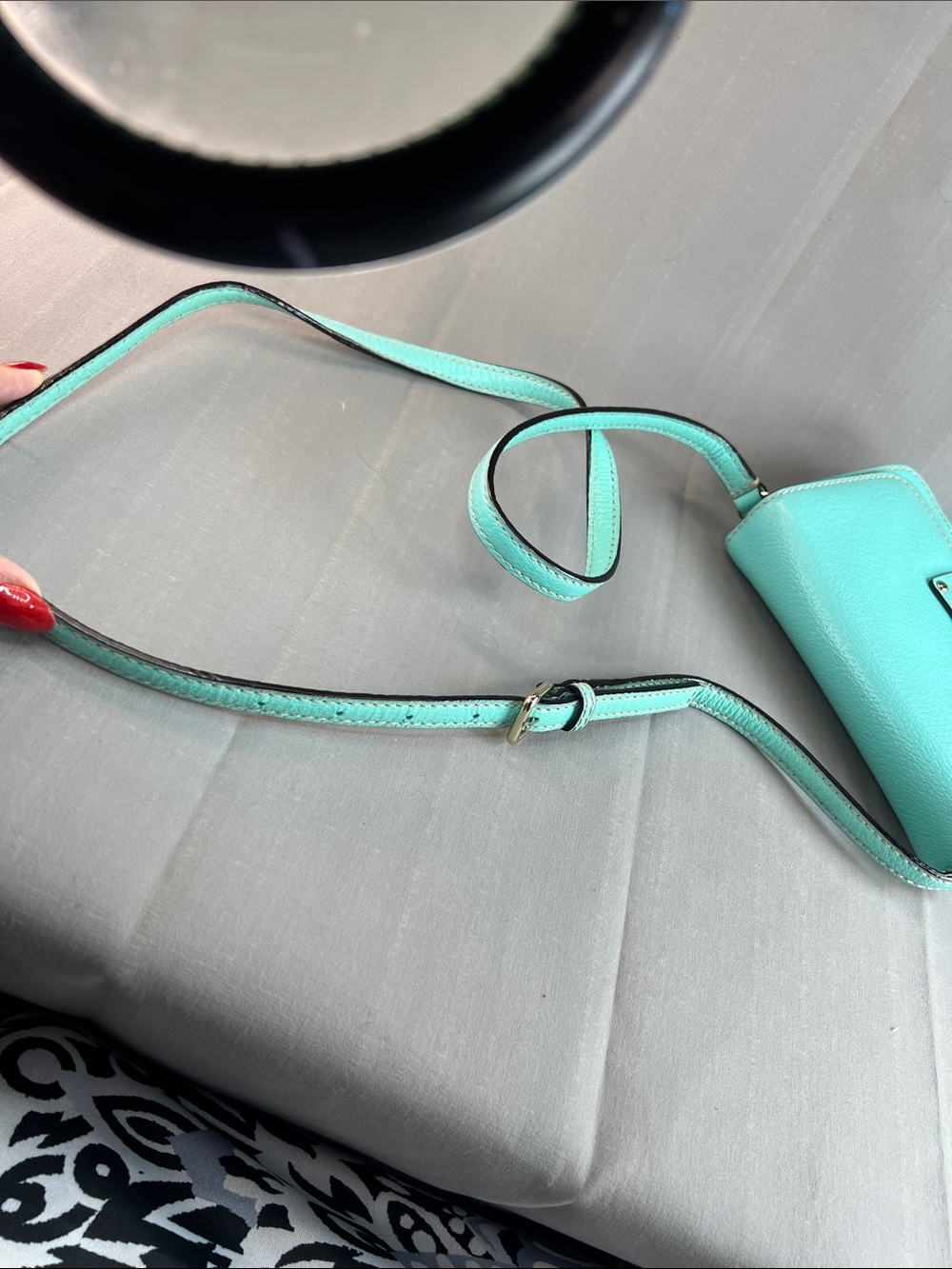 Kate Spade, teal structured Crossbody with adjustable strap - Picture 8 of 14